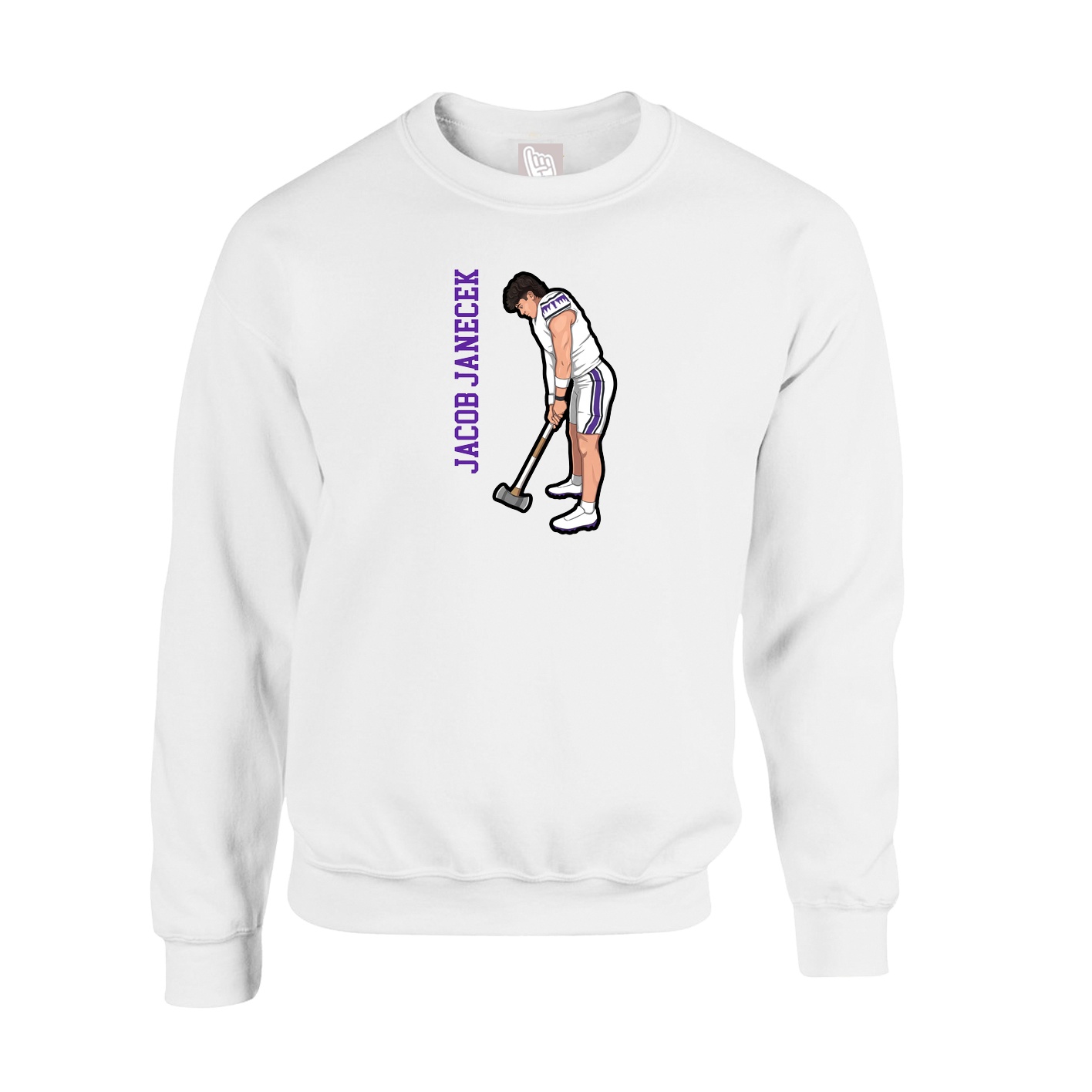 Fleece Crew — Name Vertical in White