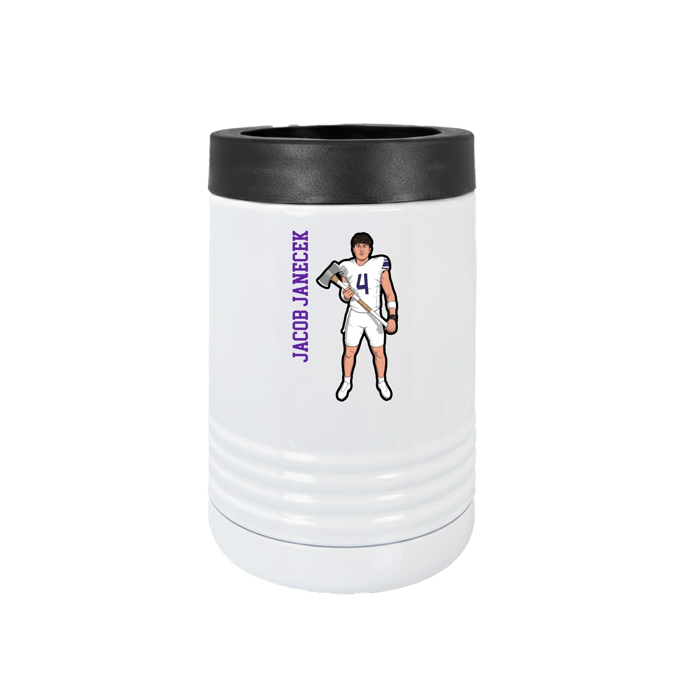 Beverage Holder — Name Vertical in White