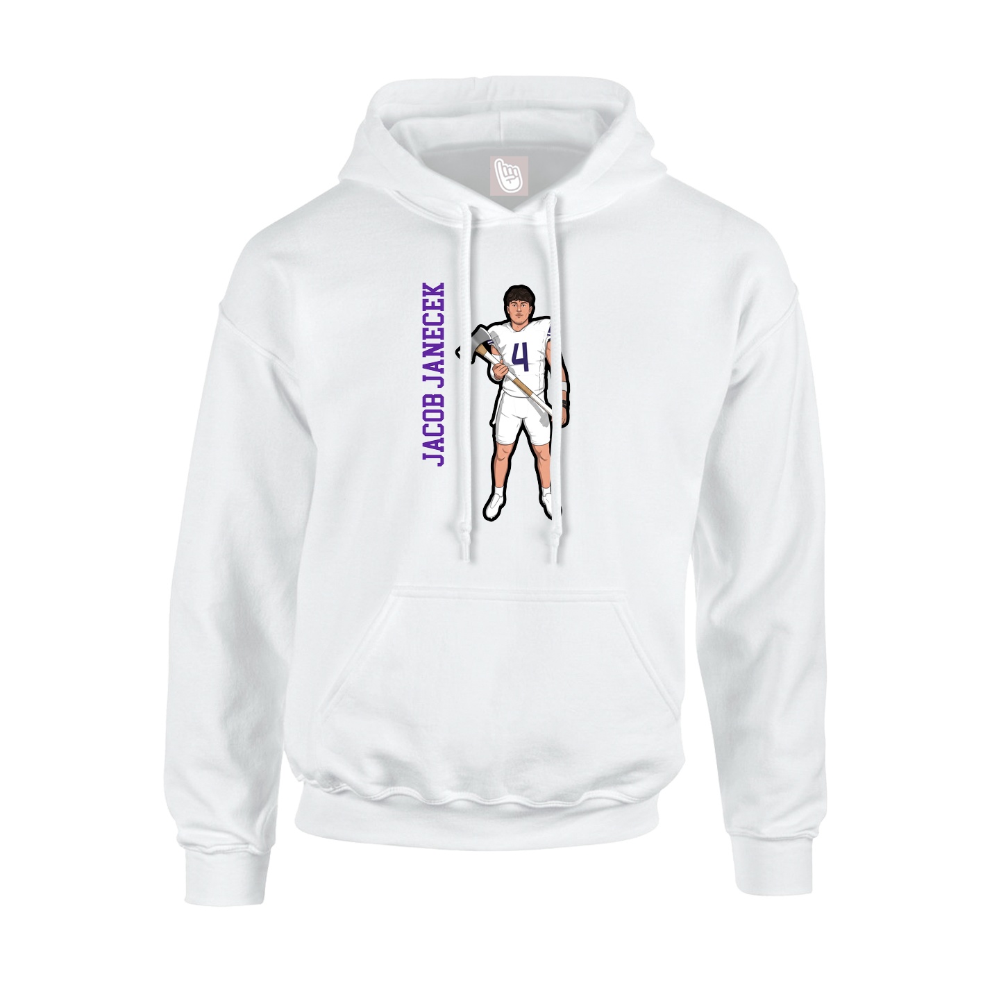 Youth Hoodie — Name Vertical in White