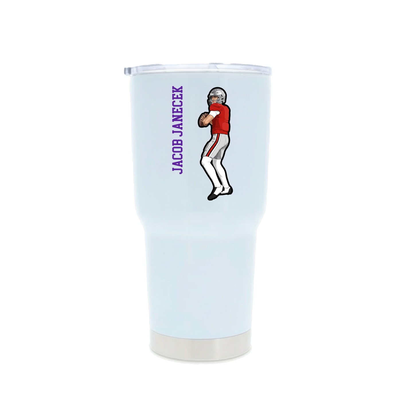 30oz Stainless Steel Tumbler — Name Vertical in White