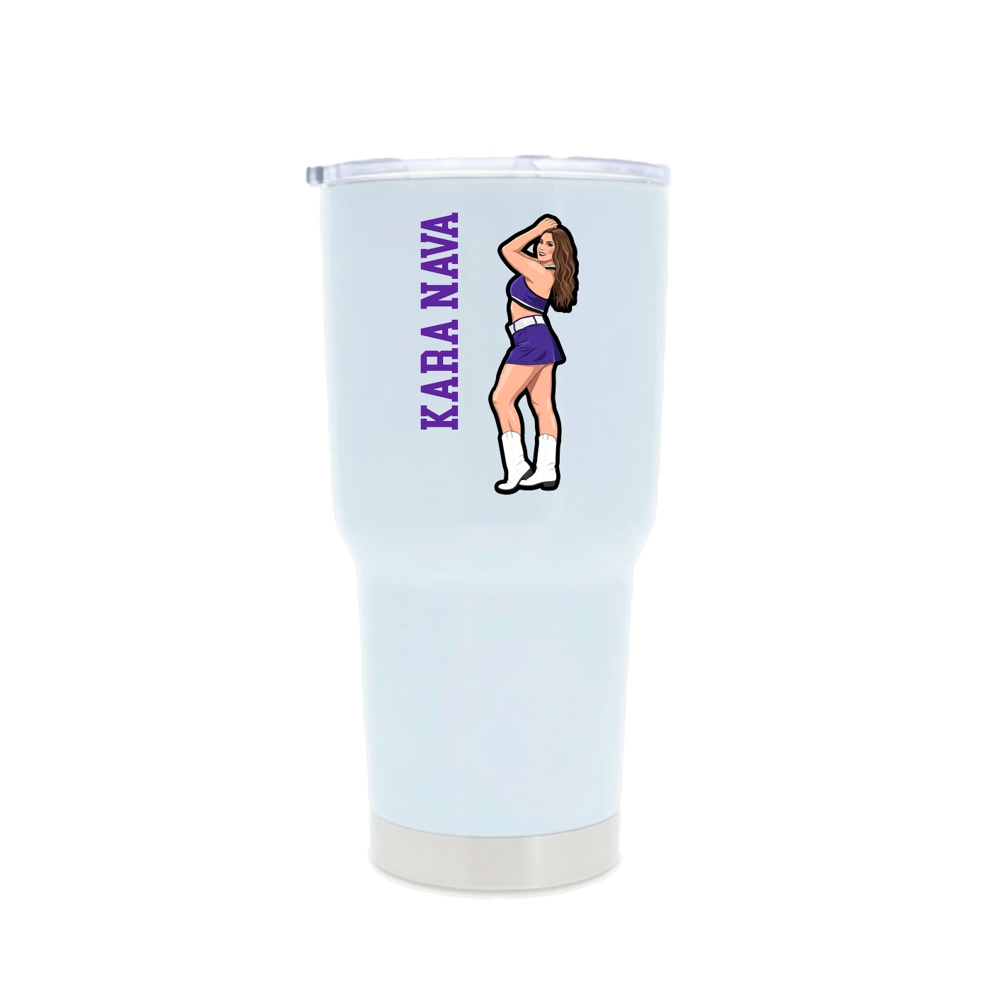 30oz Stainless Steel Tumbler — Name Vertical in White