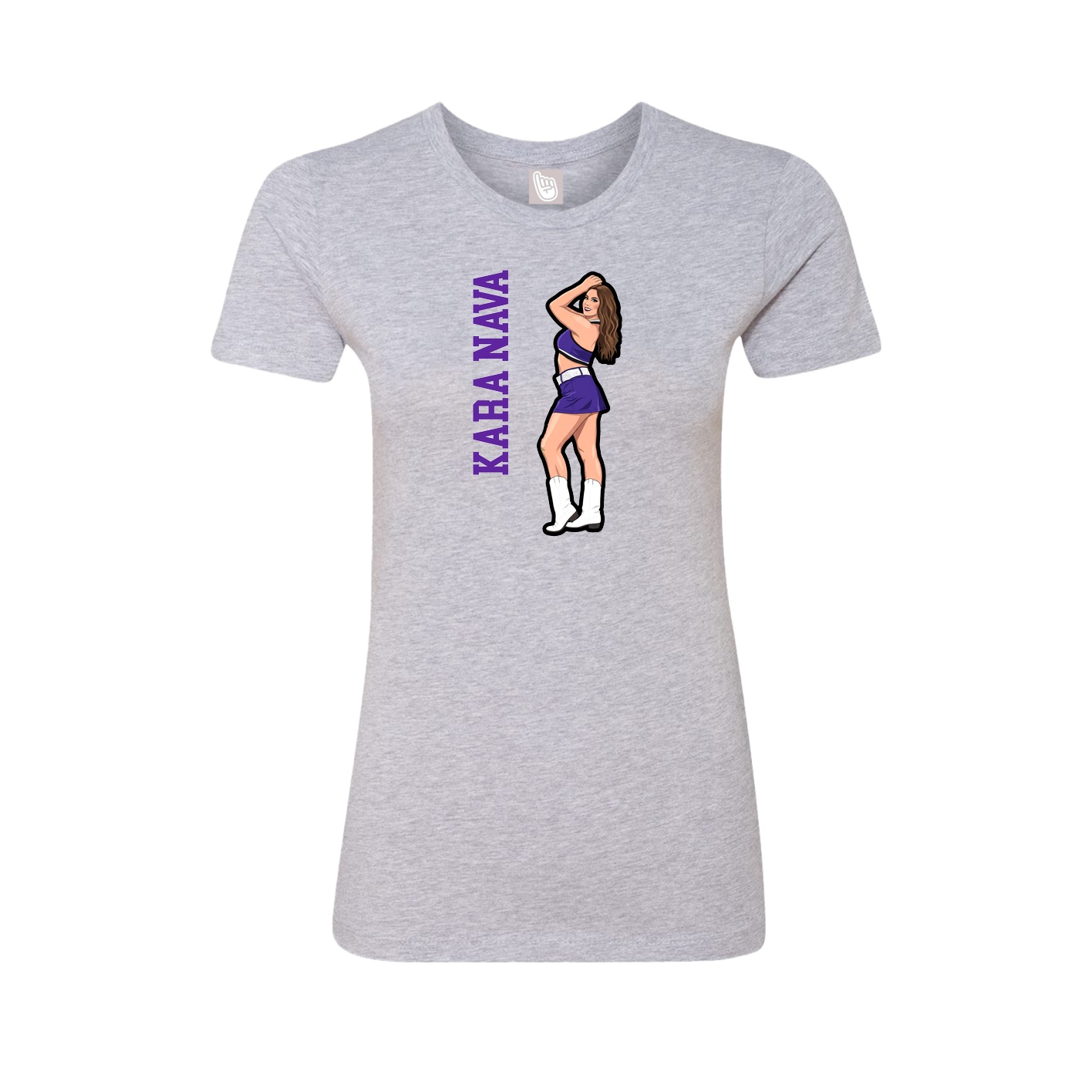 Fitted Women's Tee — Name Vertical in Grey