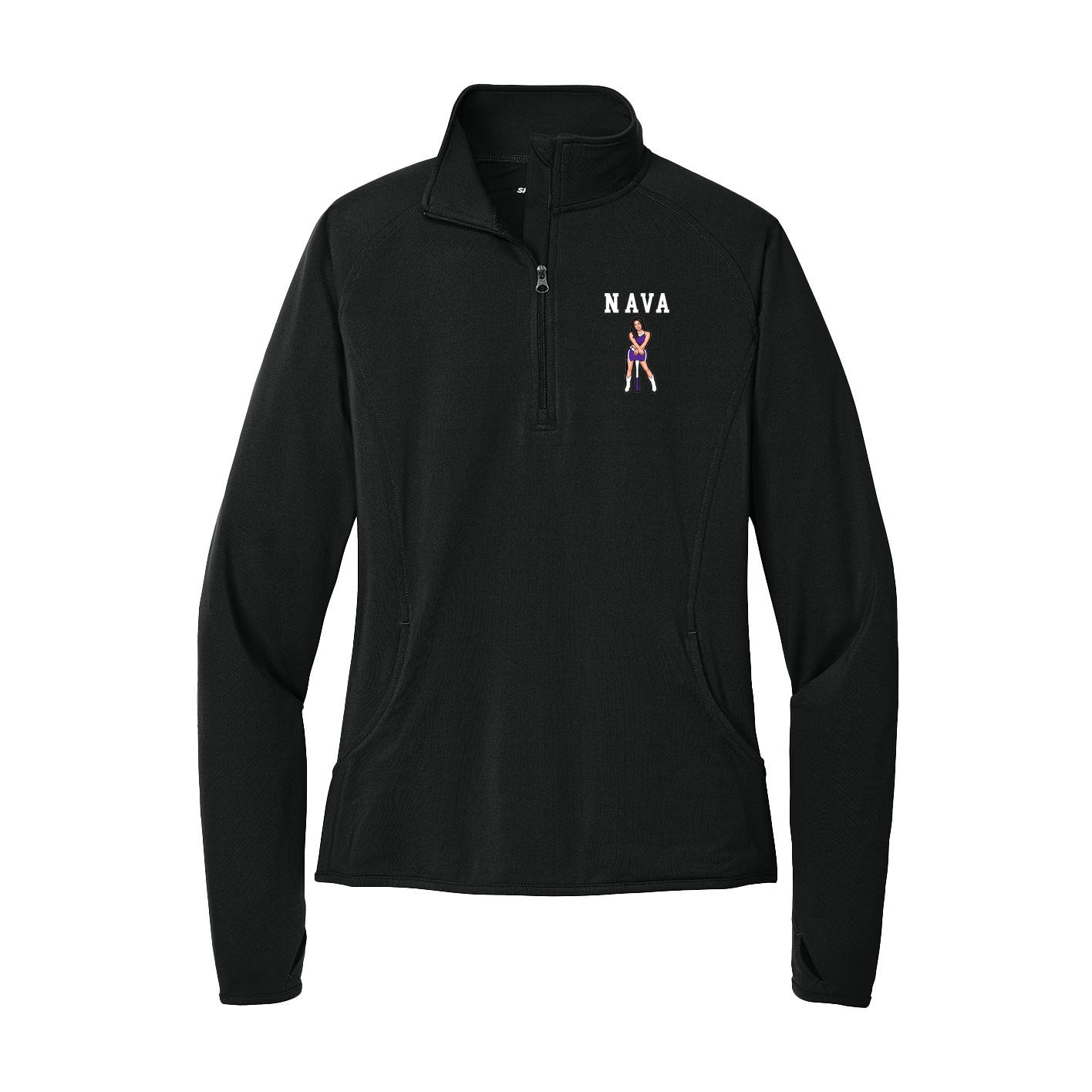 Women's Q-Zip Pullover — Shirsey in Black