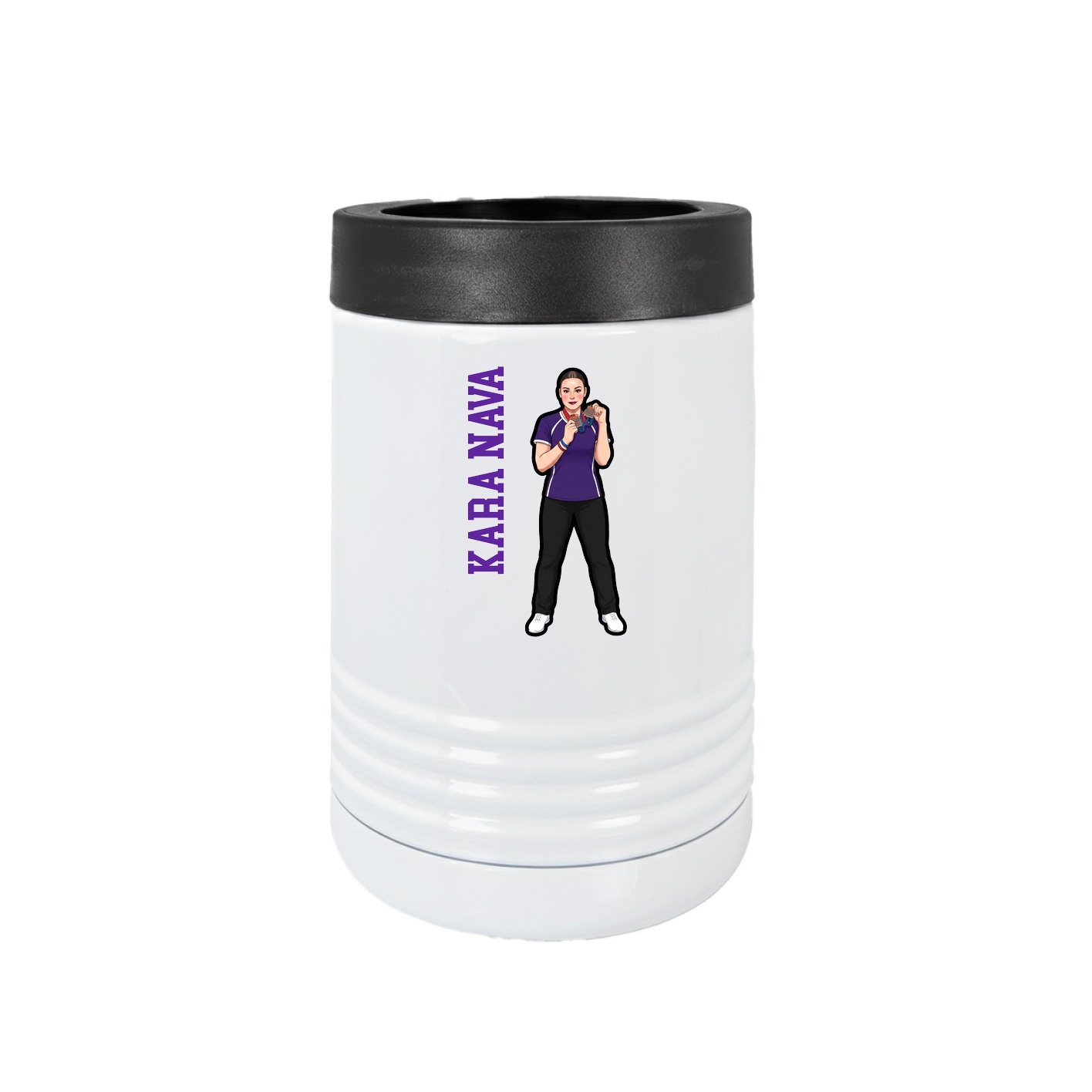 Beverage Holder — Name Vertical in White