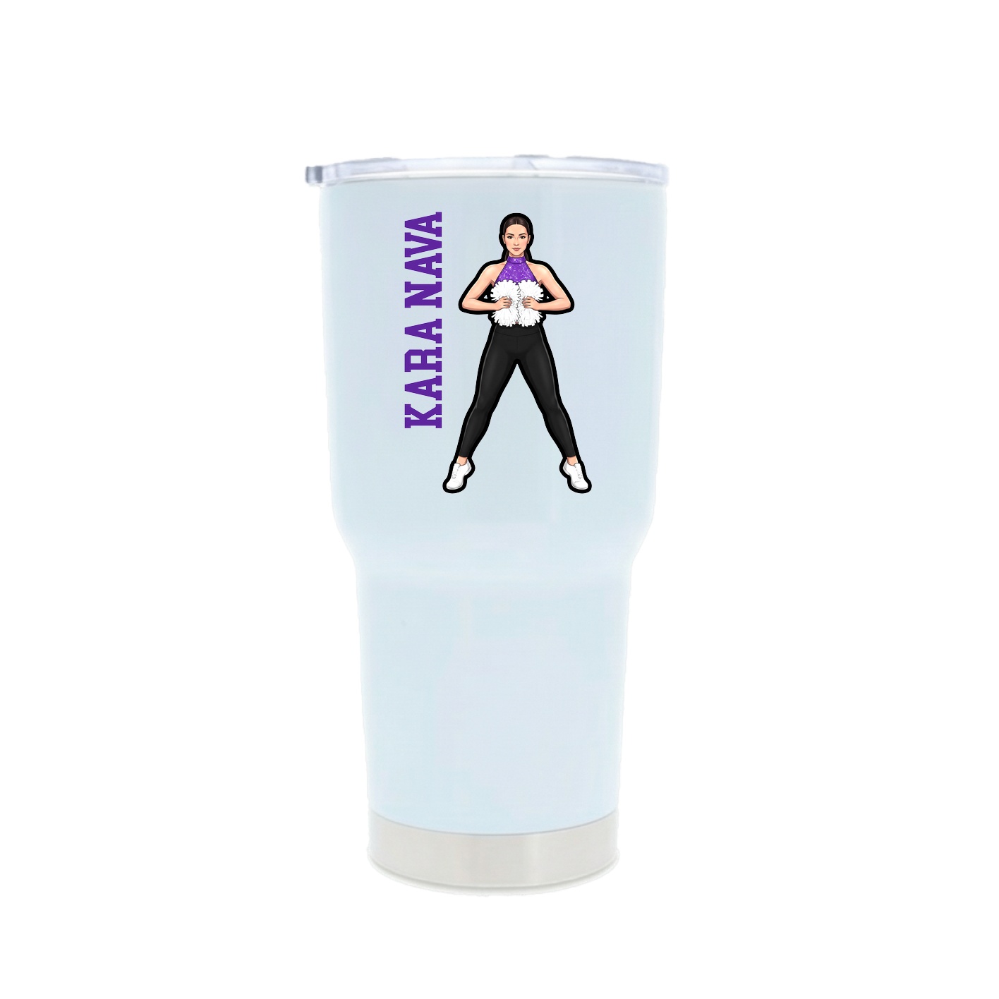 30oz Stainless Steel Tumbler — Name Vertical in White
