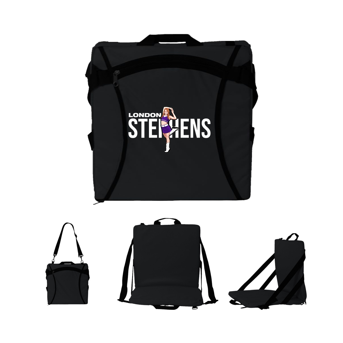 Folding Stadium Seat — Player Name in Black