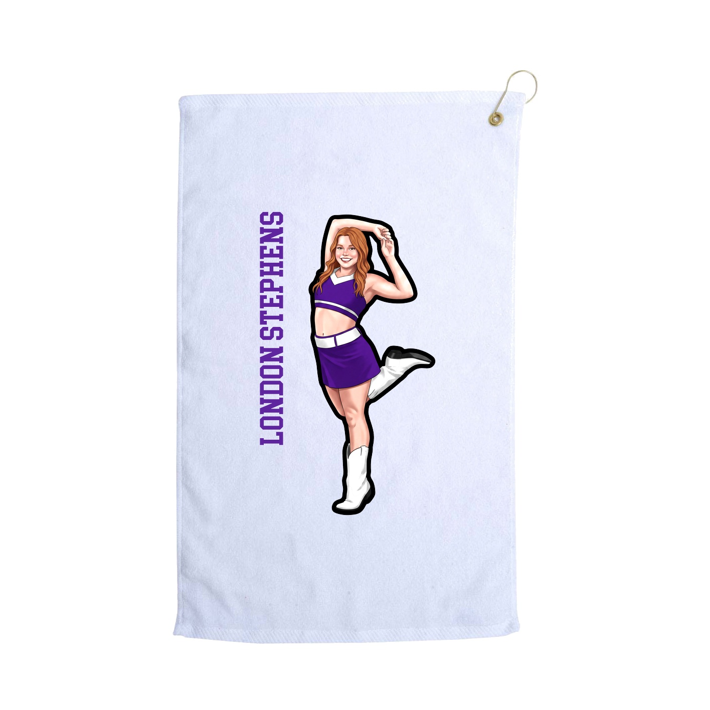 Golf Towel — Name Vertical in White