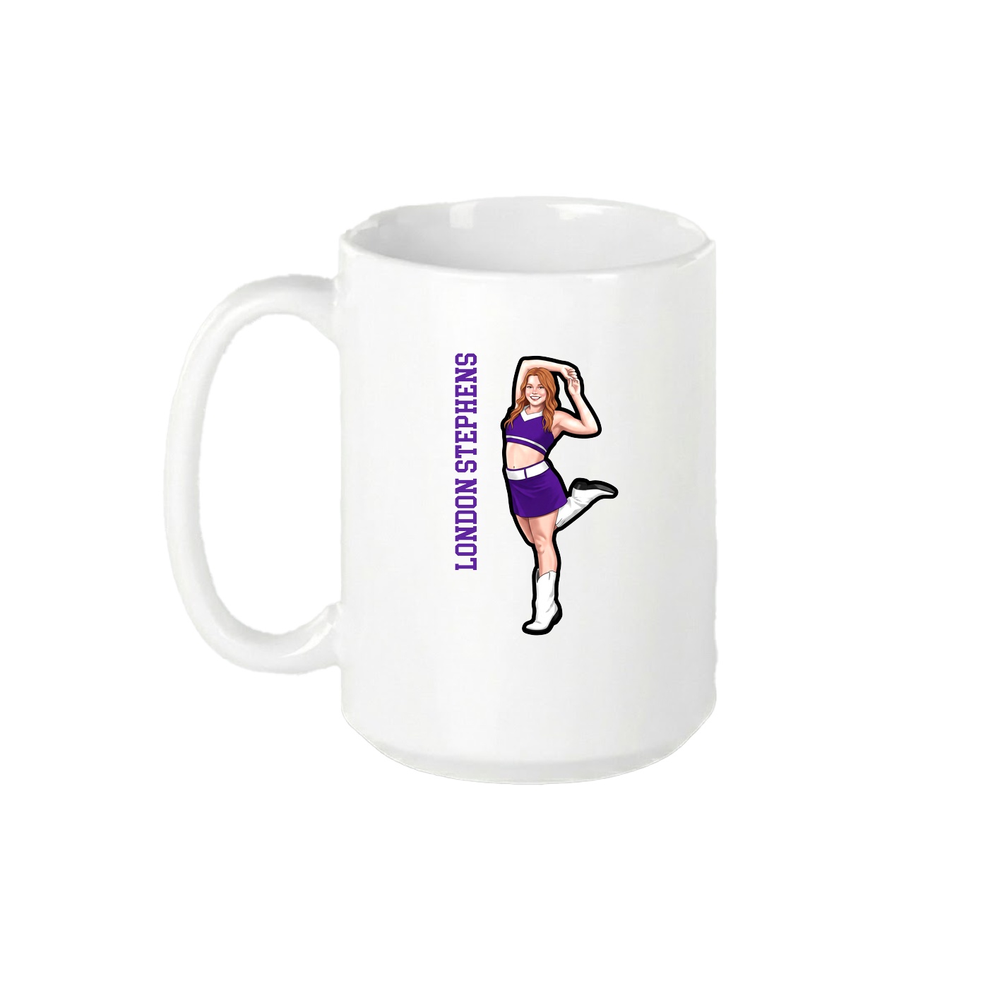 15oz Coffee Mug — Name Vertical in White