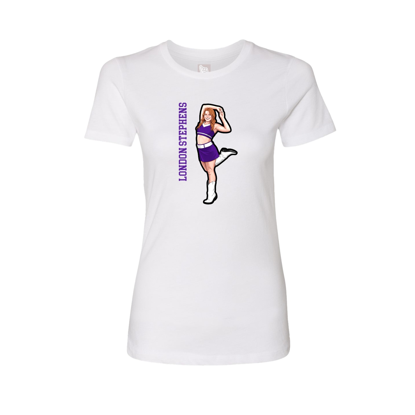 Fitted Women's Tee — Name Vertical in White