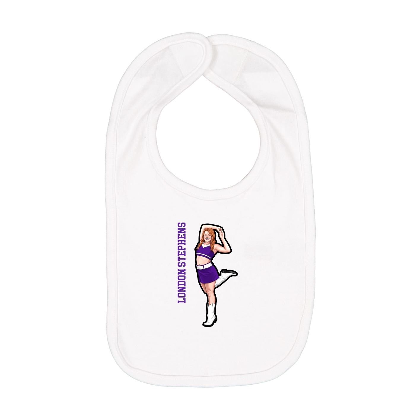 Infant Bib — Name Vertical in White
