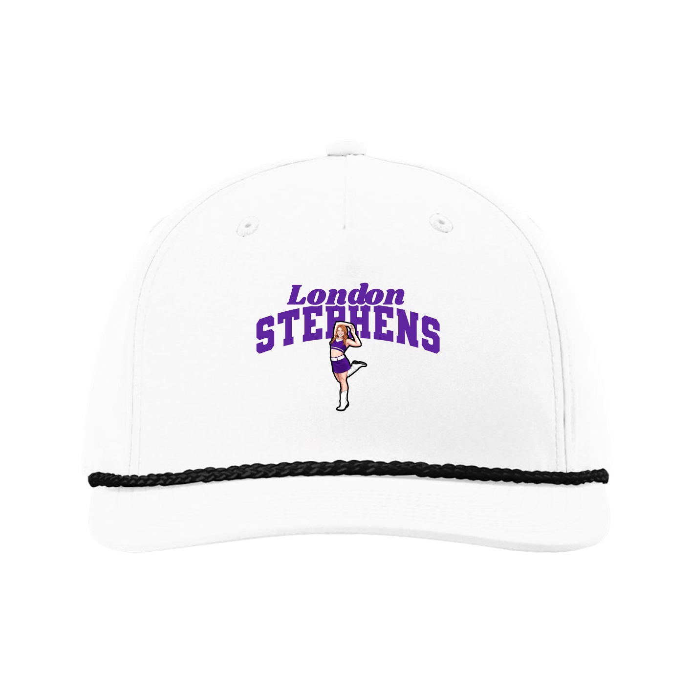 Five-Panel Classic Rope Cap — Signature Arch in White
