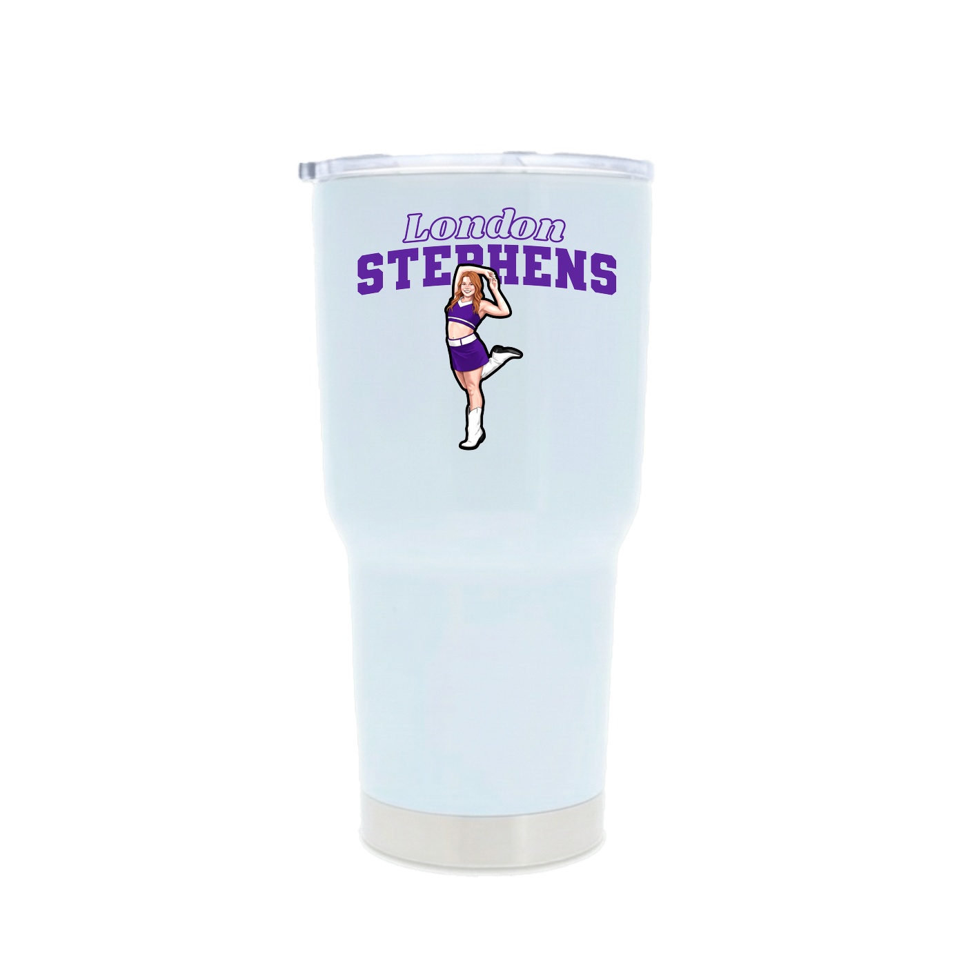 30oz Stainless Steel Tumbler — Name Arch in White