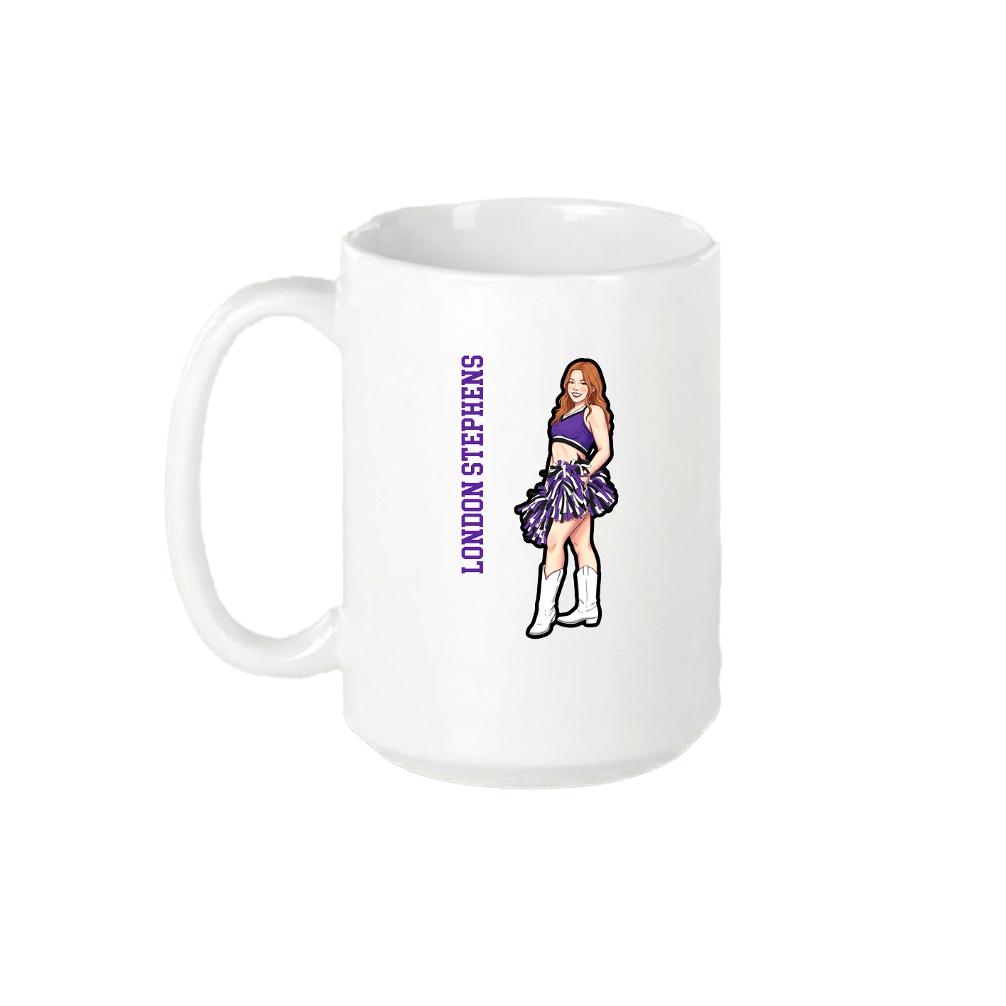 15oz Coffee Mug — Name Vertical in White