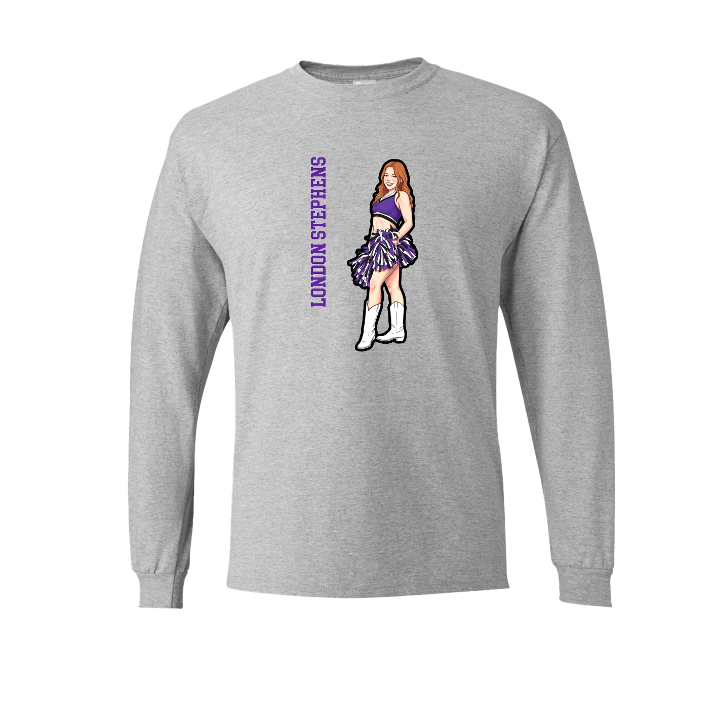 Long Sleeve Tee — Name Vertical in Grey