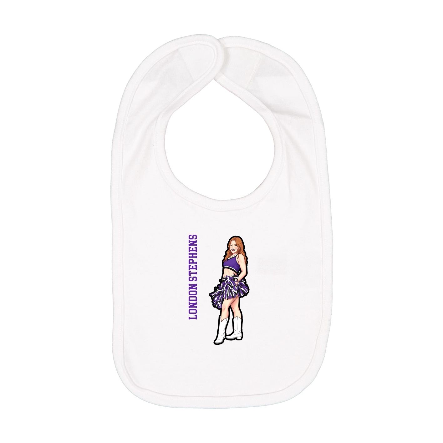 Infant Bib — Name Vertical in White