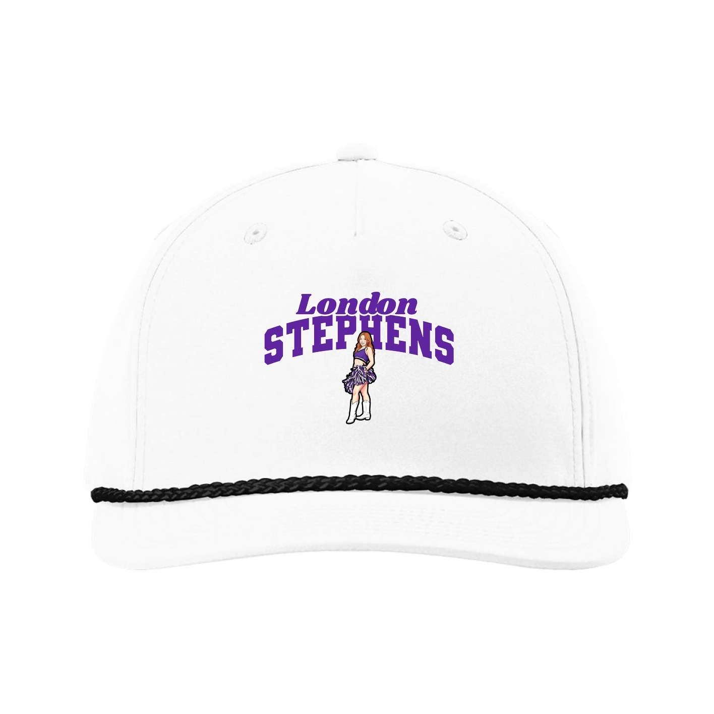 Five-Panel Classic Rope Cap — Signature Arch in White