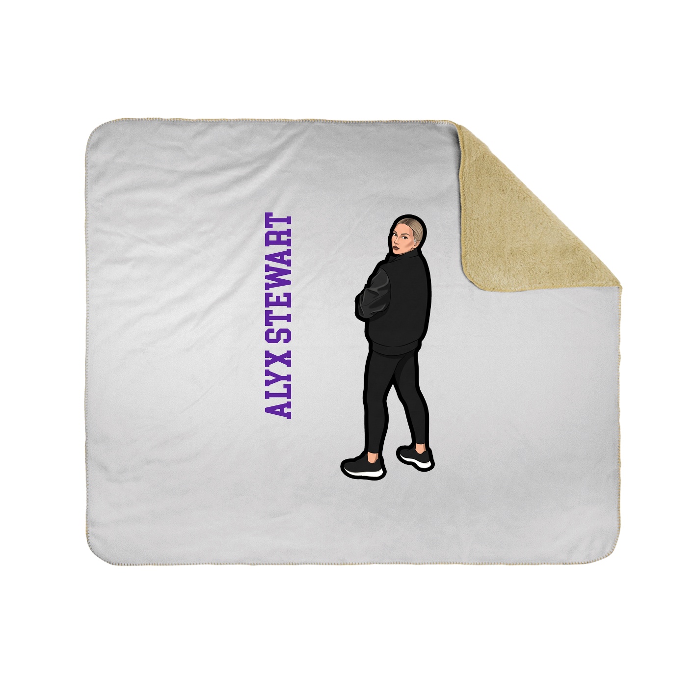 Throw Blanket — Name Vertical in White