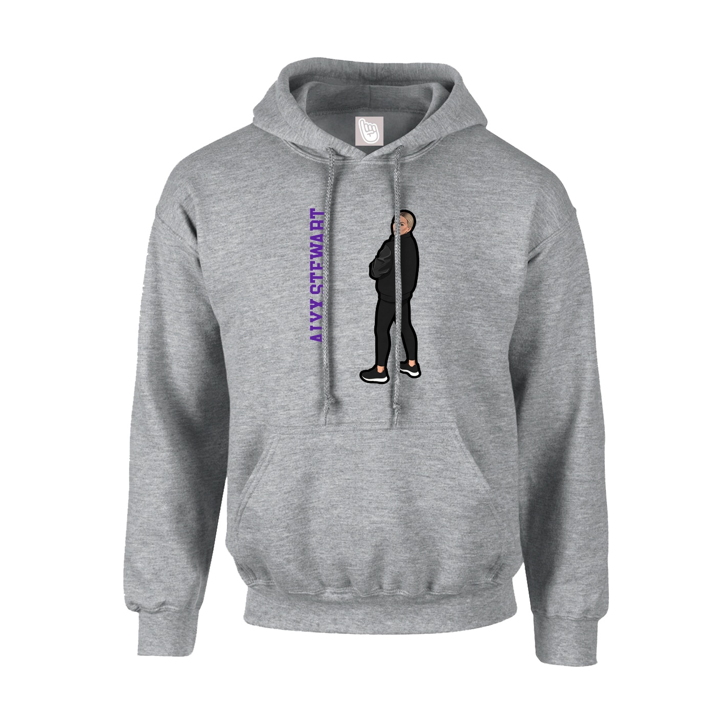 Youth Hoodie — Name Vertical in Grey