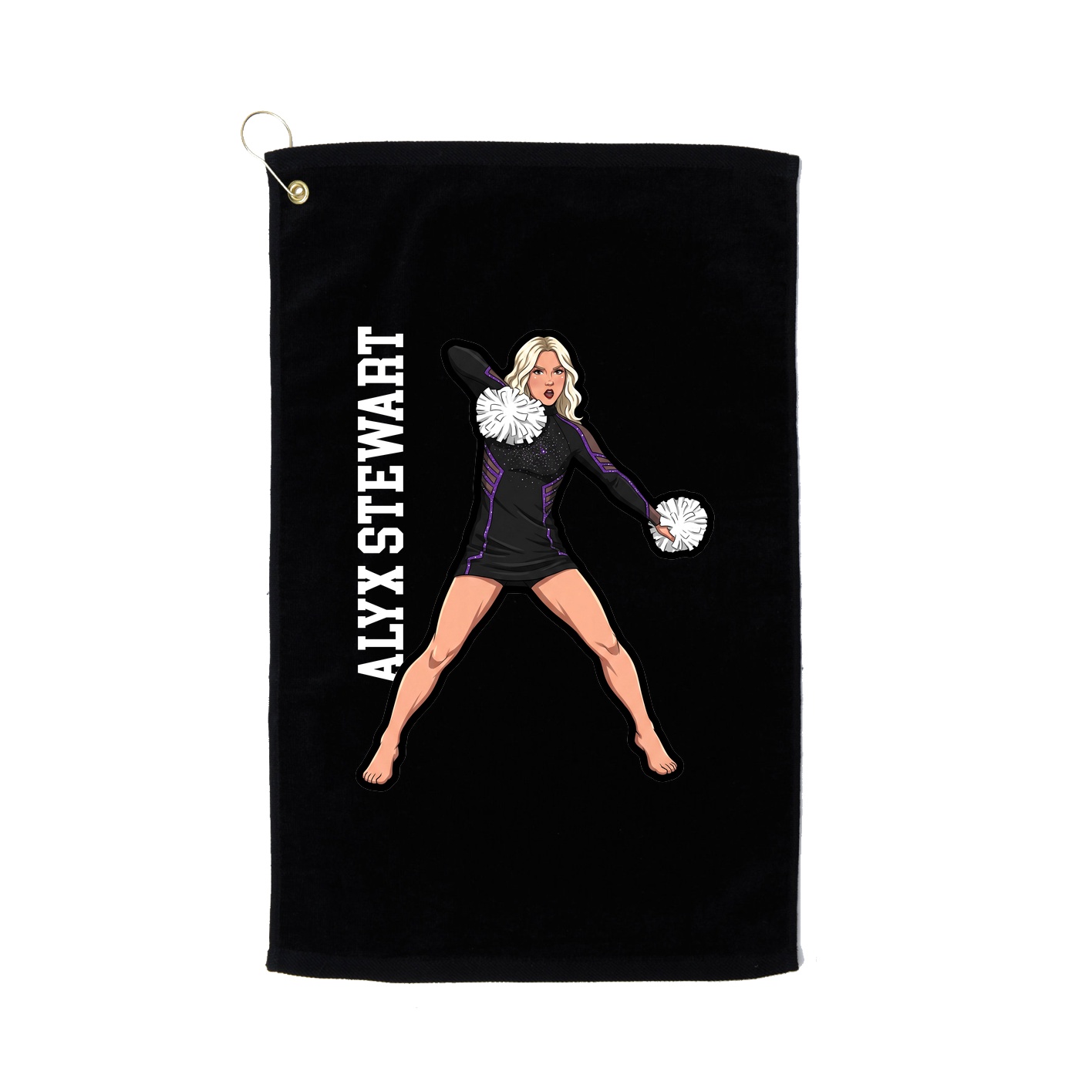 Golf Towel — Name Vertical in Black