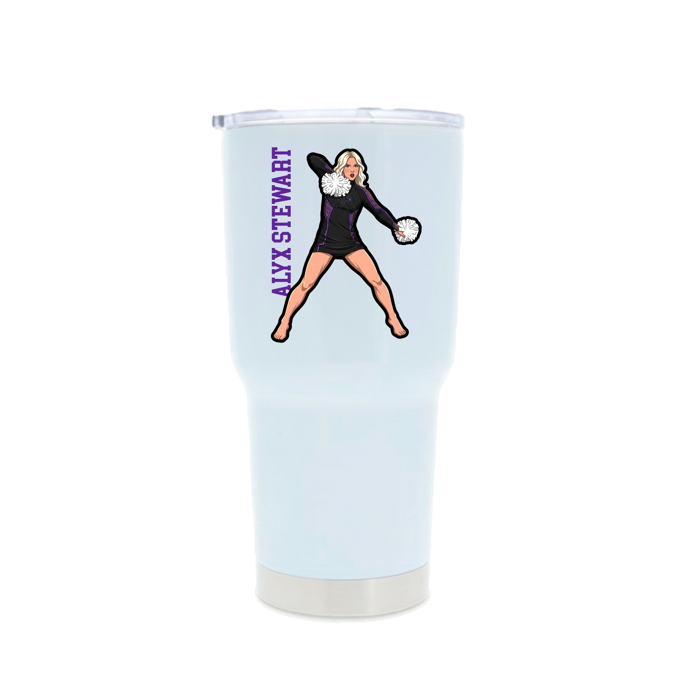 30oz Stainless Steel Tumbler — Name Vertical in White