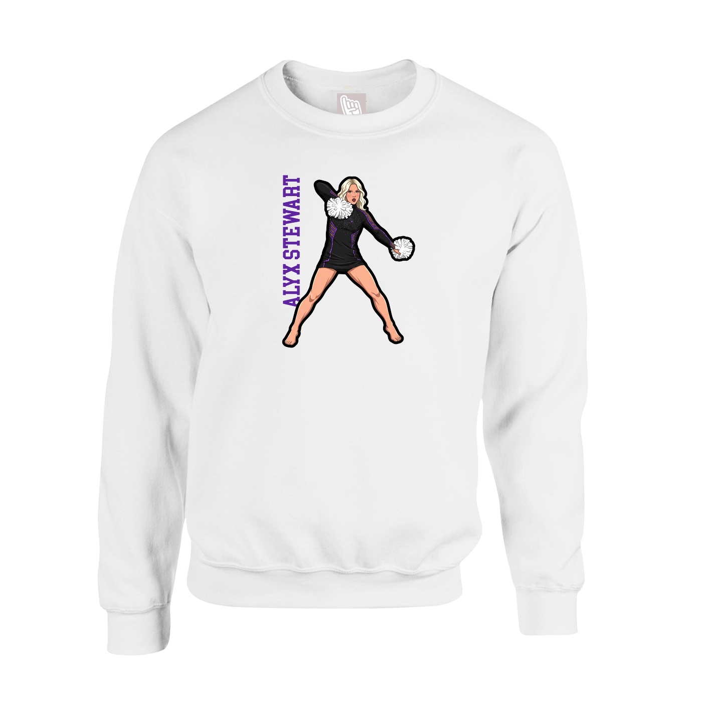 Fleece Crew — Name Vertical in White