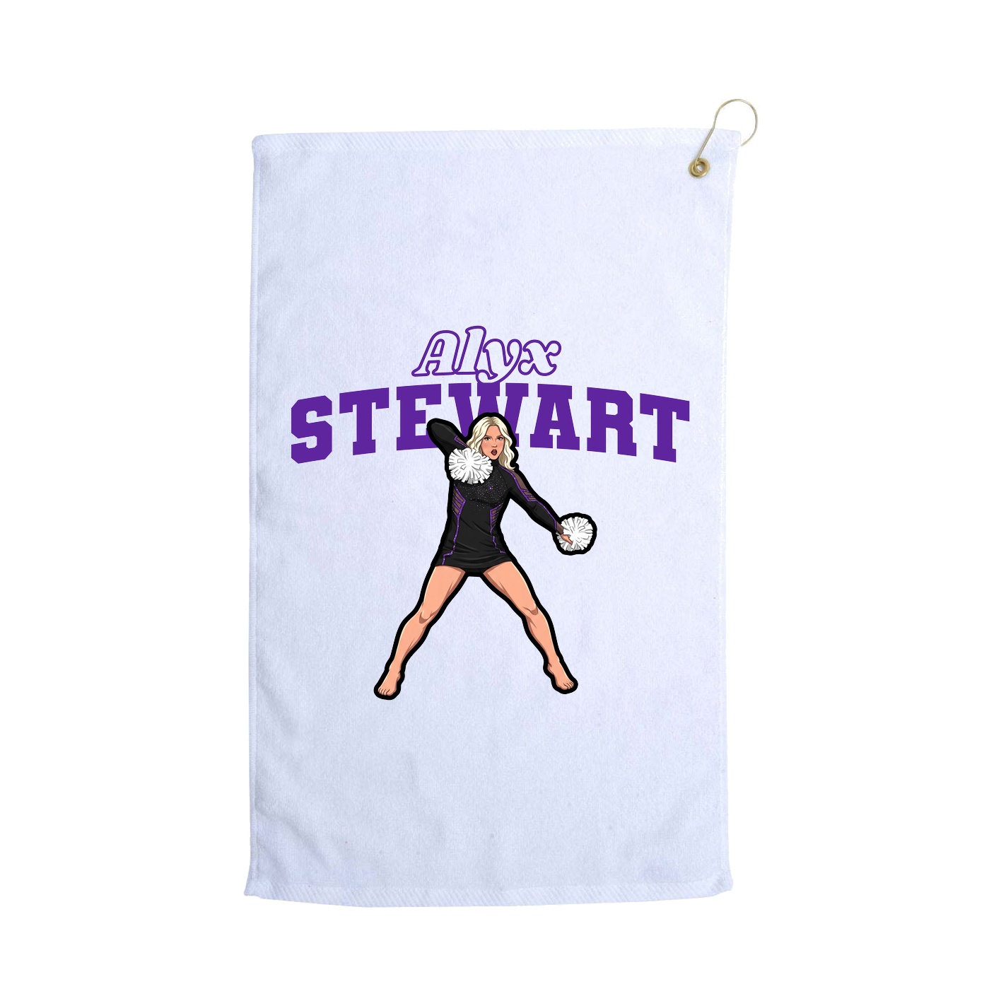 Golf Towel — Name Arch in White