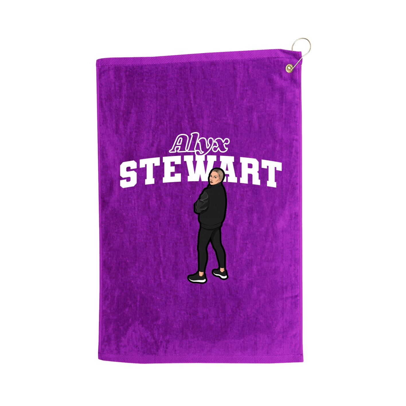 Golf Towel — Name Arch in Purple