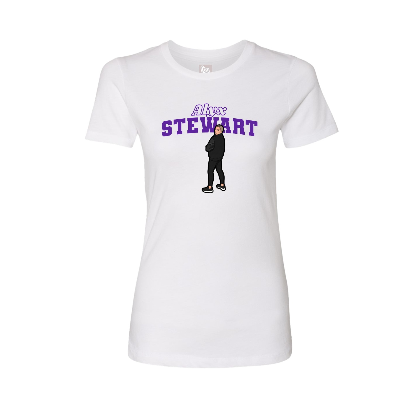 Fitted Women's Tee — Name Arch in White