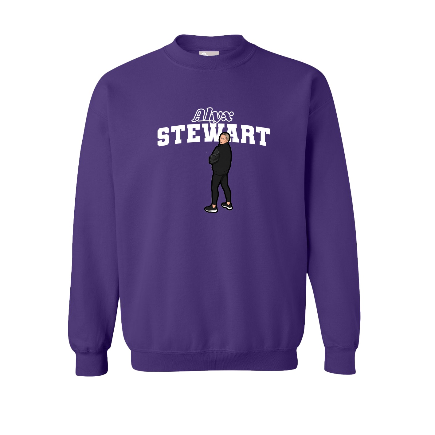 Fleece Crew — Name Arch in Purple
