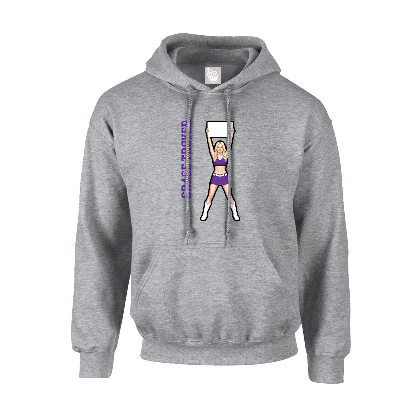 Hoodie — Name Vertical in Grey