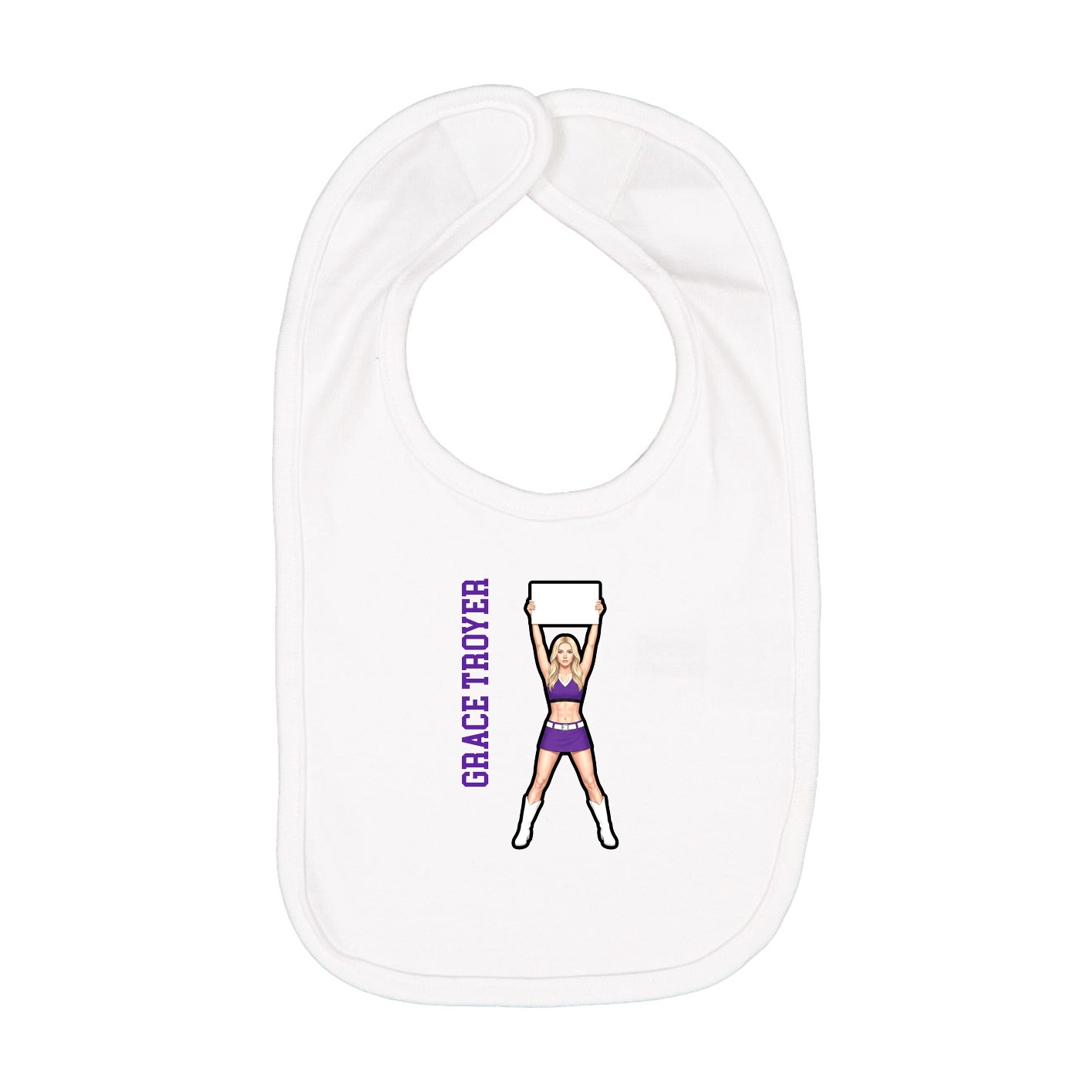 Infant Bib — Name Vertical in White