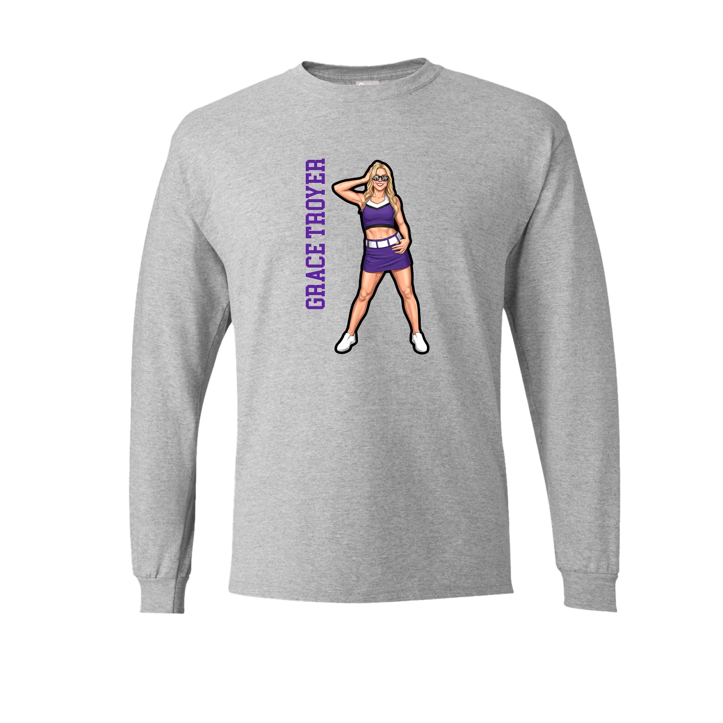 Long Sleeve Tee — Name Vertical in Grey