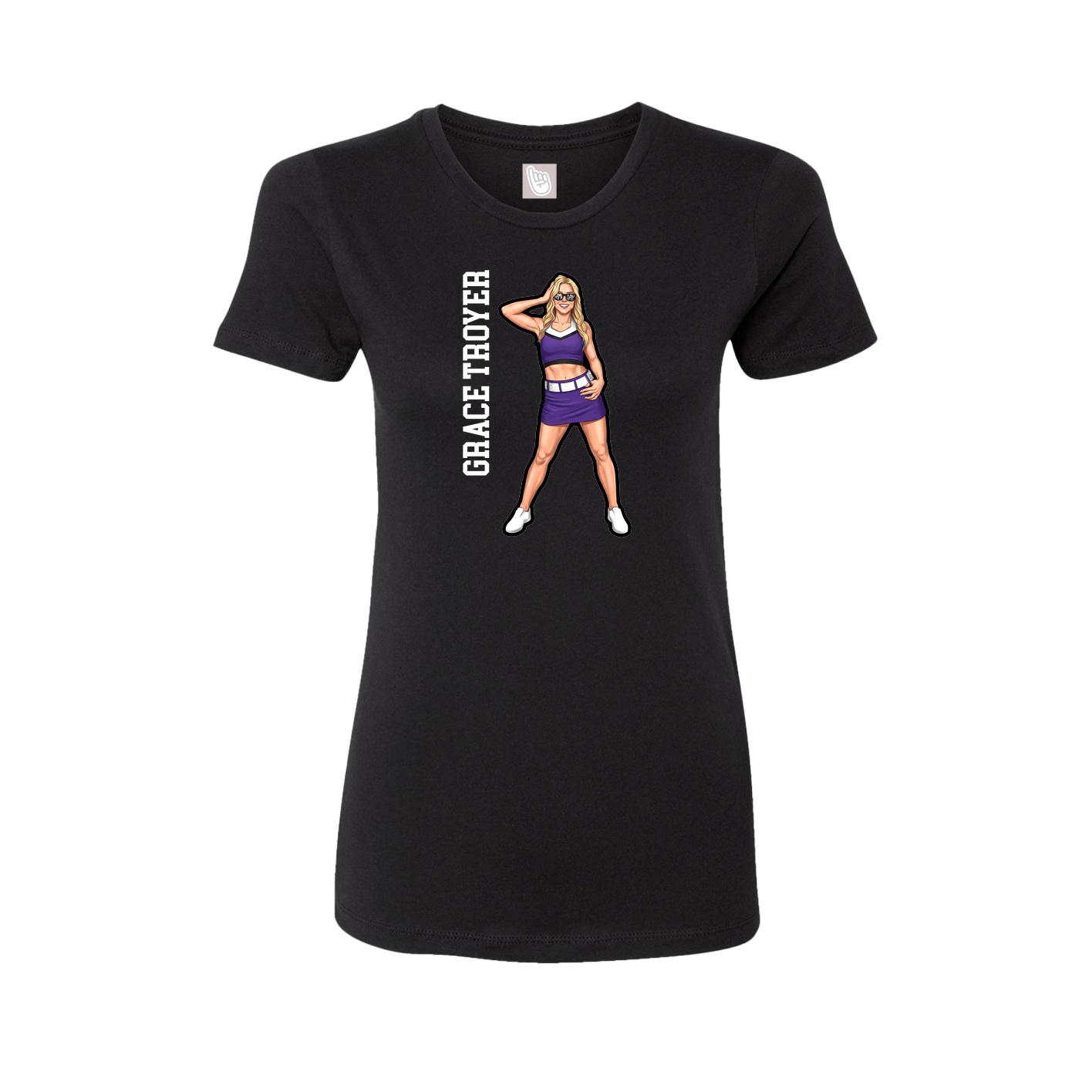 Fitted Women's Tee — Name Vertical in Black