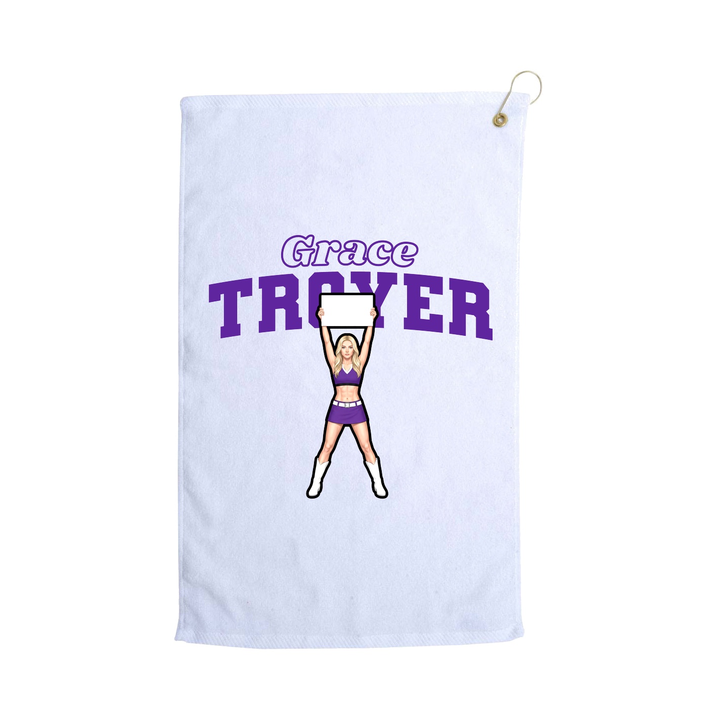Golf Towel — Name Arch in White