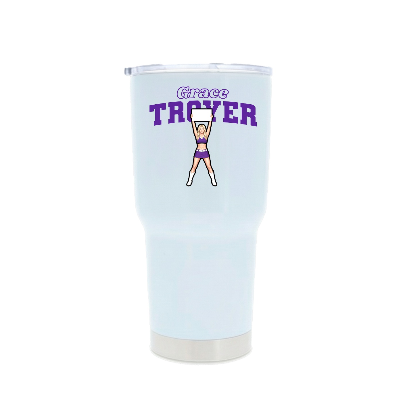 30oz Stainless Steel Tumbler — Name Arch in White