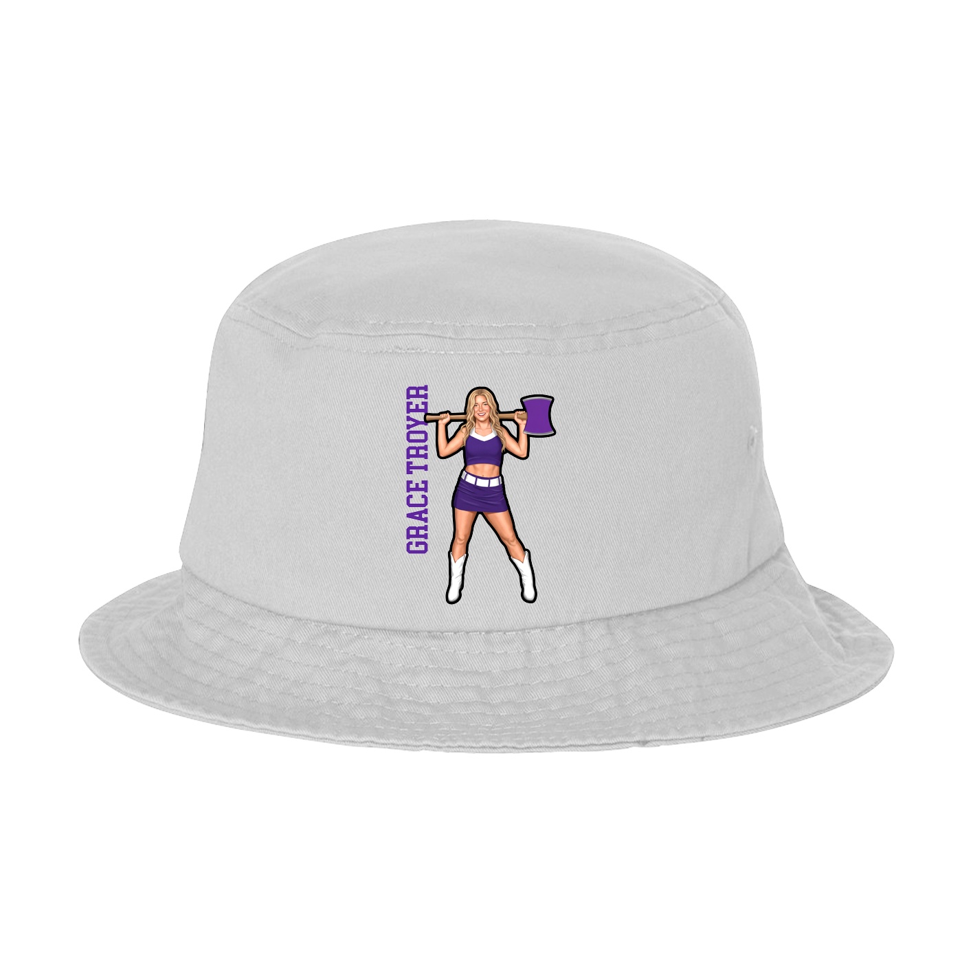 Bucket Cap — Name Vertical in White
