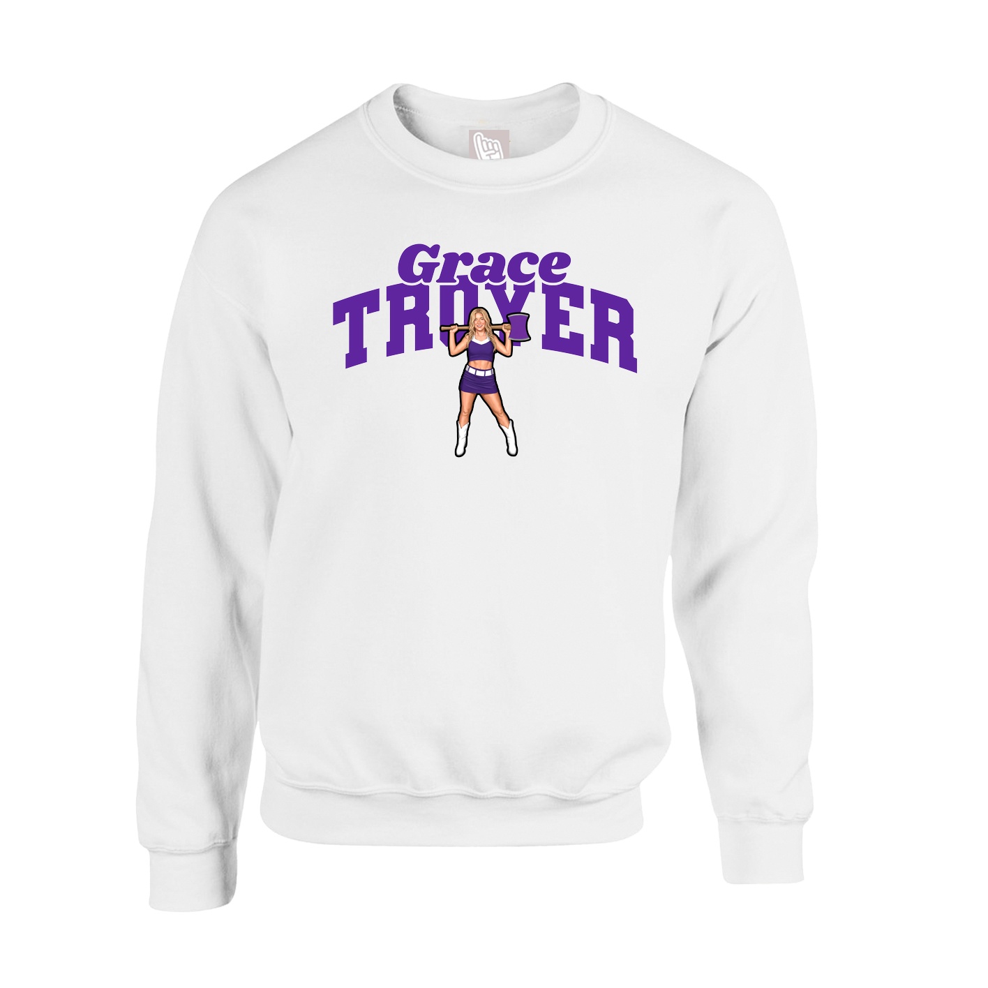 Fleece Crew — Signature Arch in White