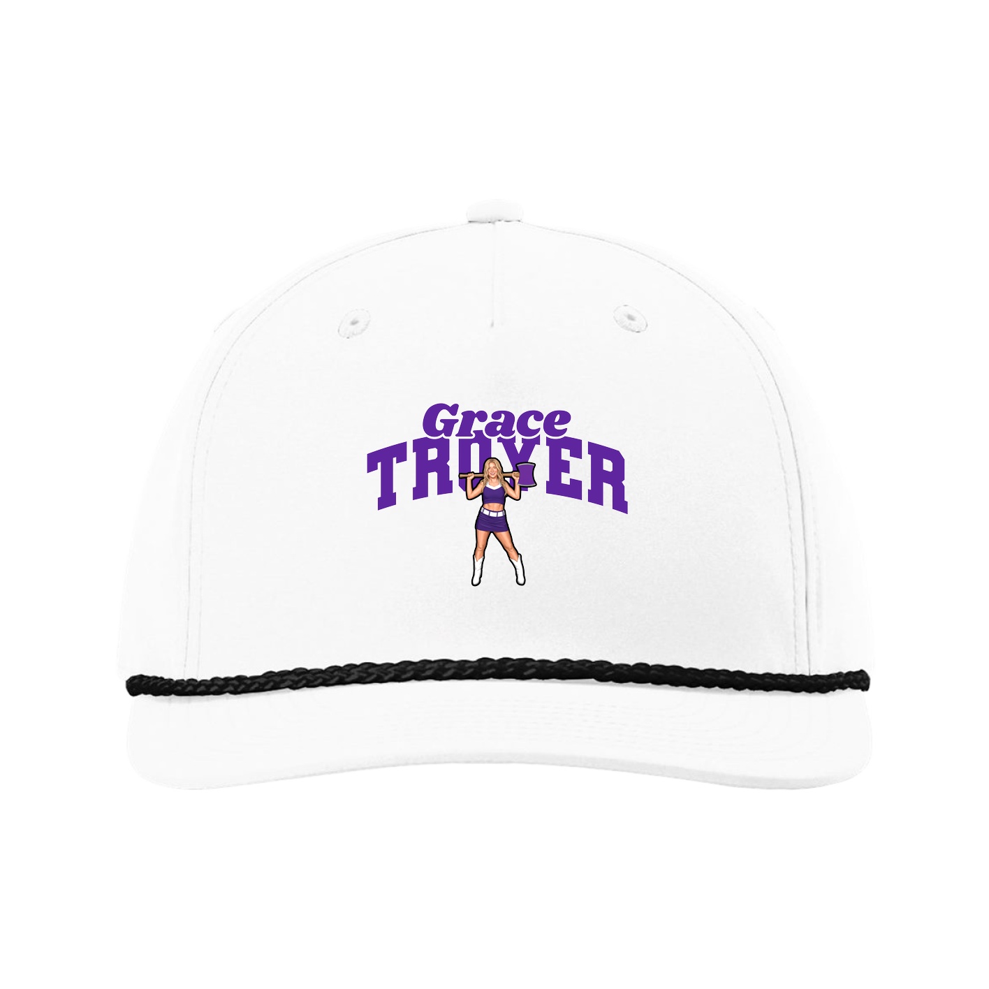 Five-Panel Classic Rope Cap — Signature Arch in White