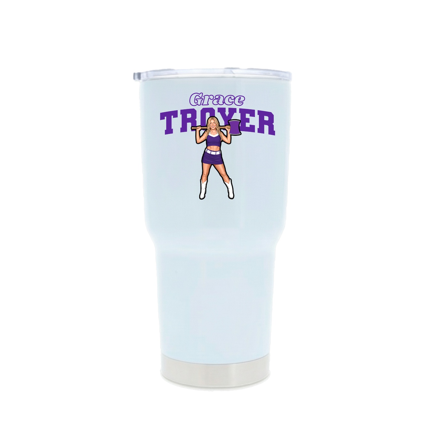 30oz Stainless Steel Tumbler — Name Arch in White