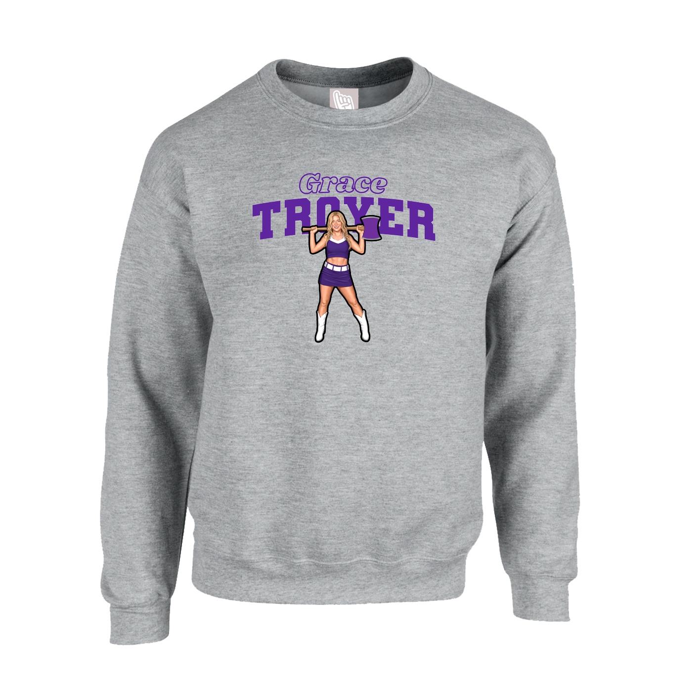 Fleece Crew — Name Arch in Grey