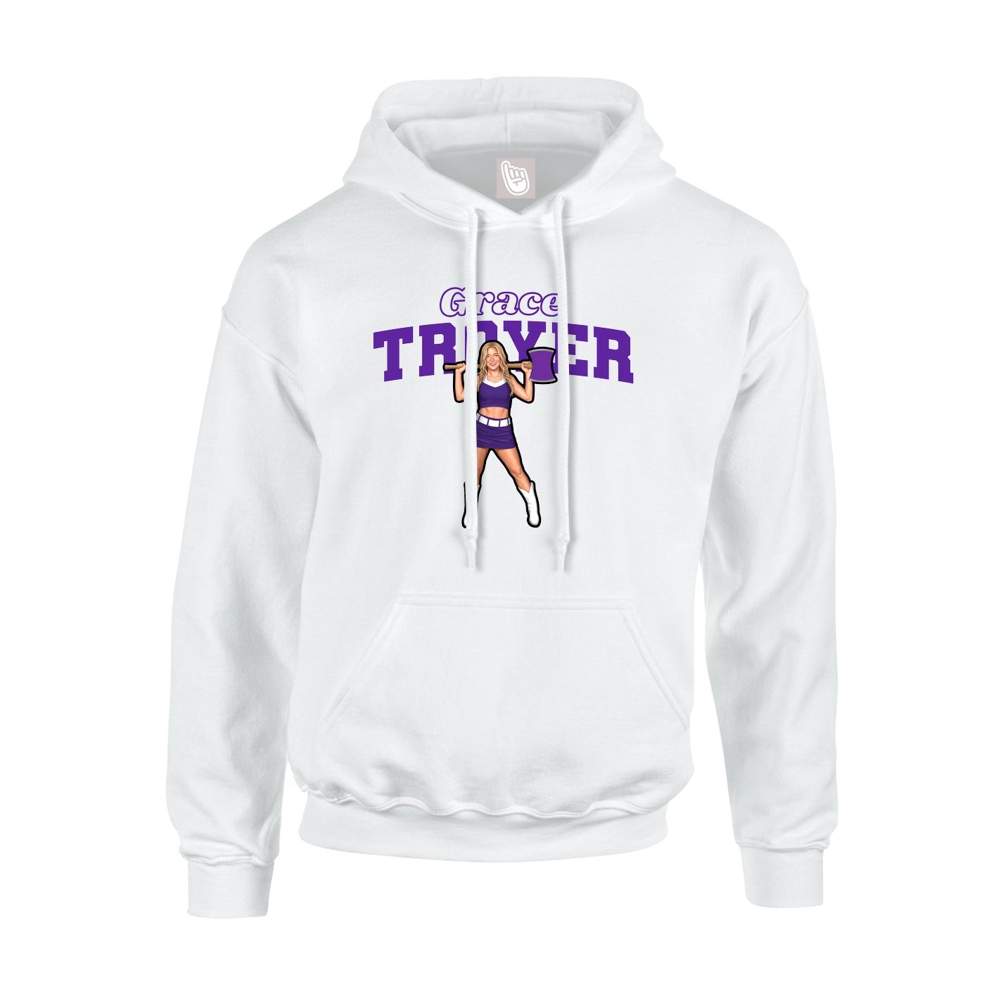 Youth Hoodie — Name Arch in White