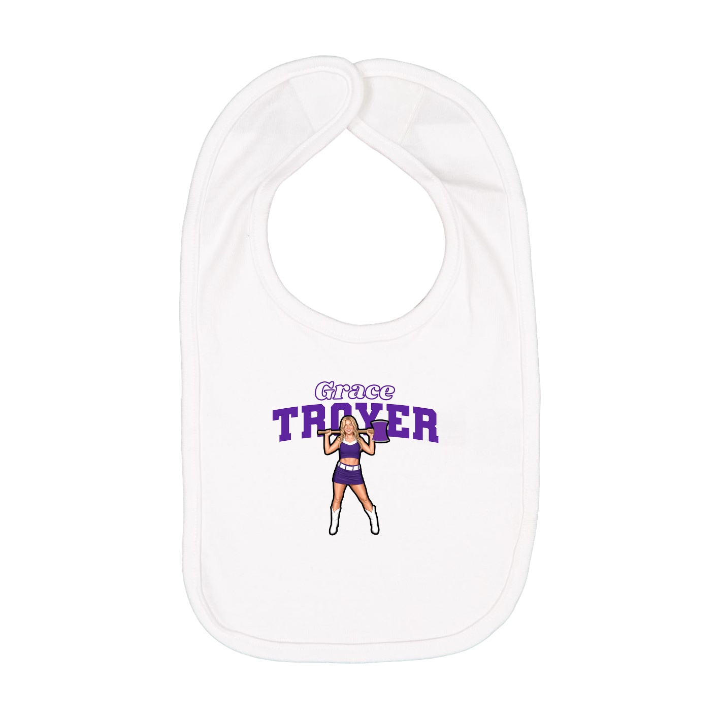 Infant Bib — Name Arch in White