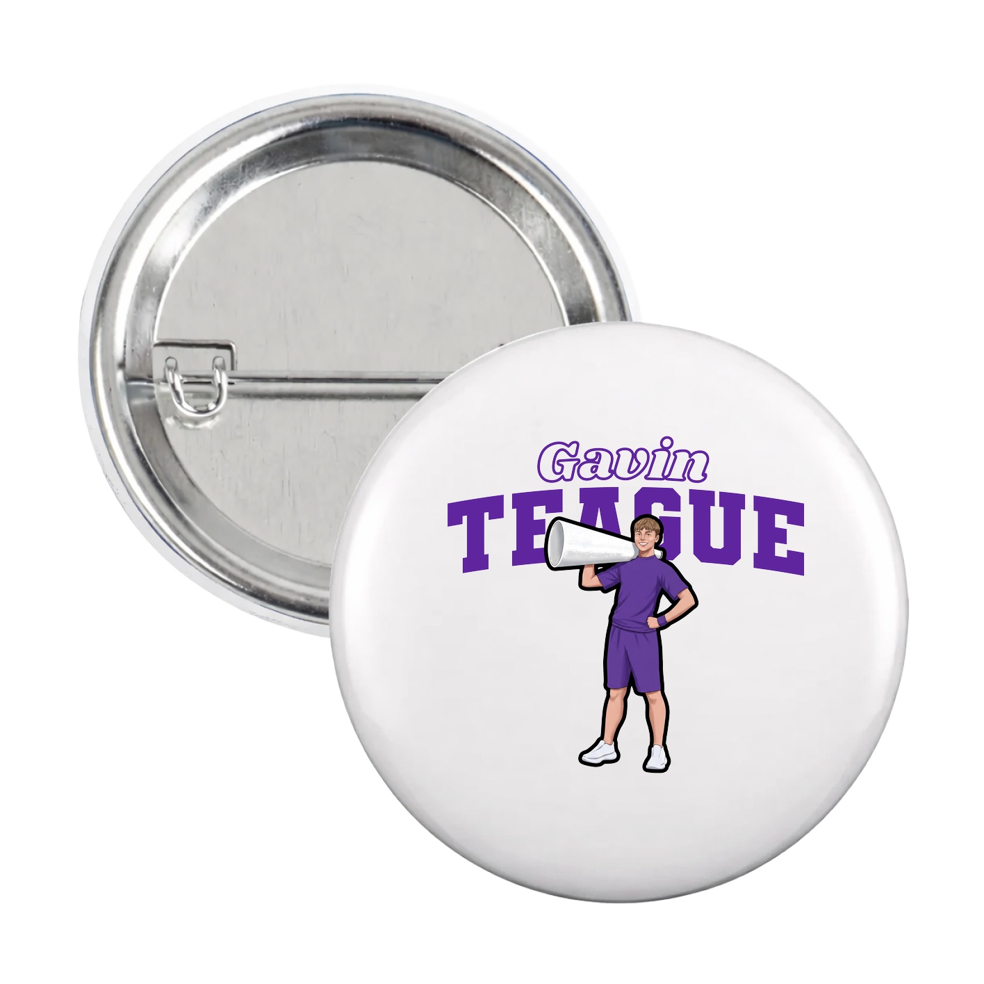 Game Day Button — Name Arch in White