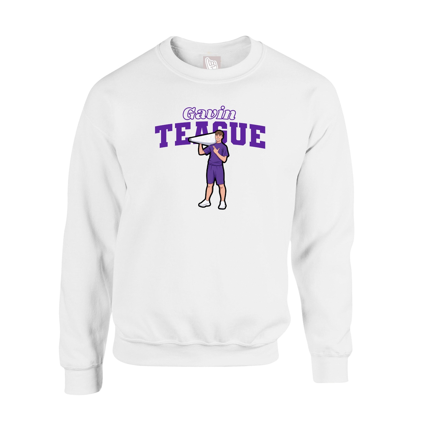 Fleece Crew — Name Arch in White
