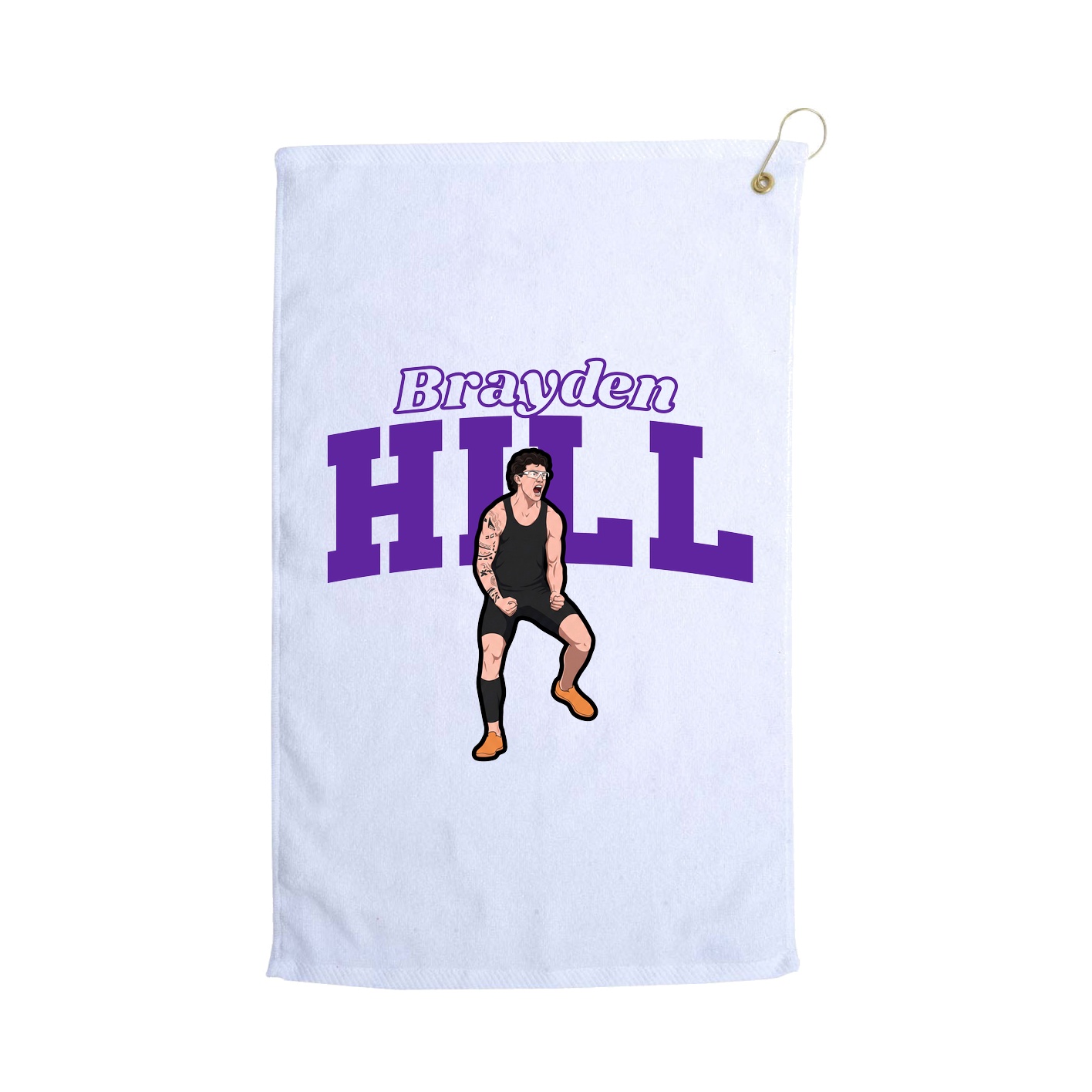 Golf Towel — Name Arch in White