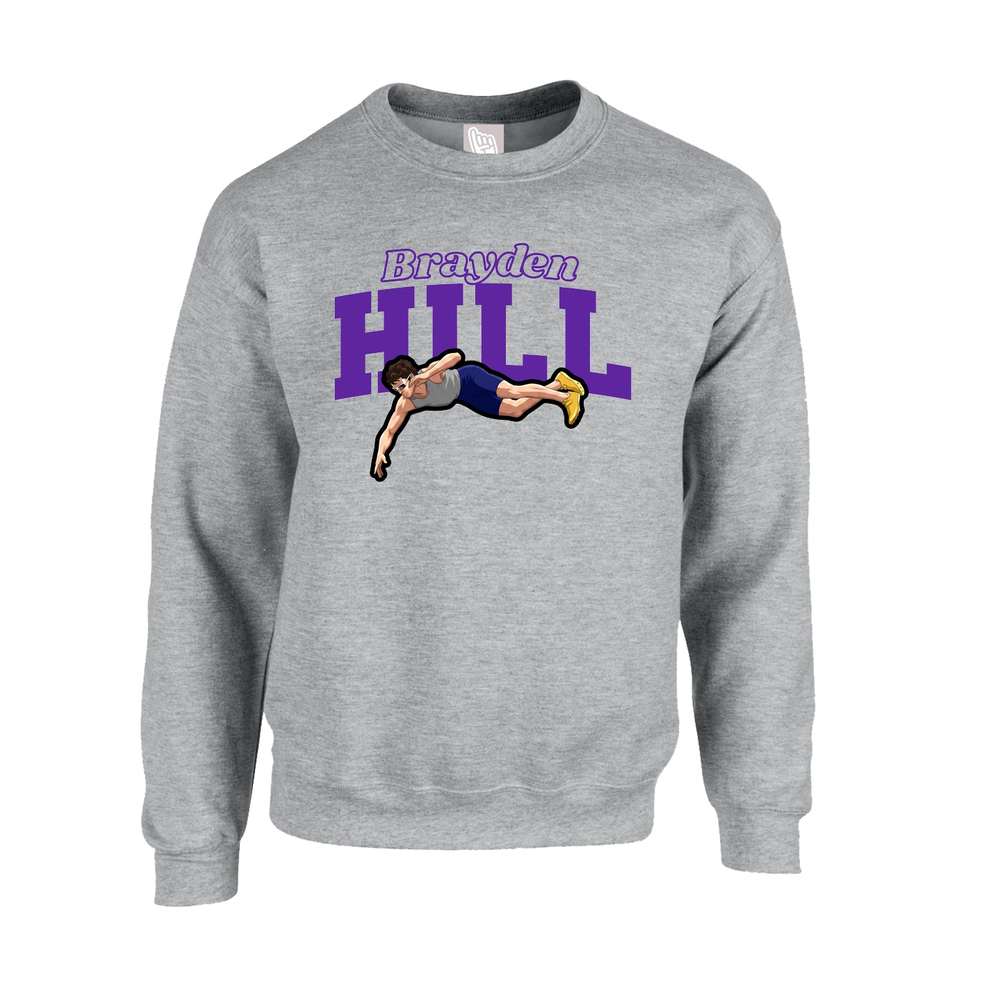Fleece Crew — Name Arch in Grey
