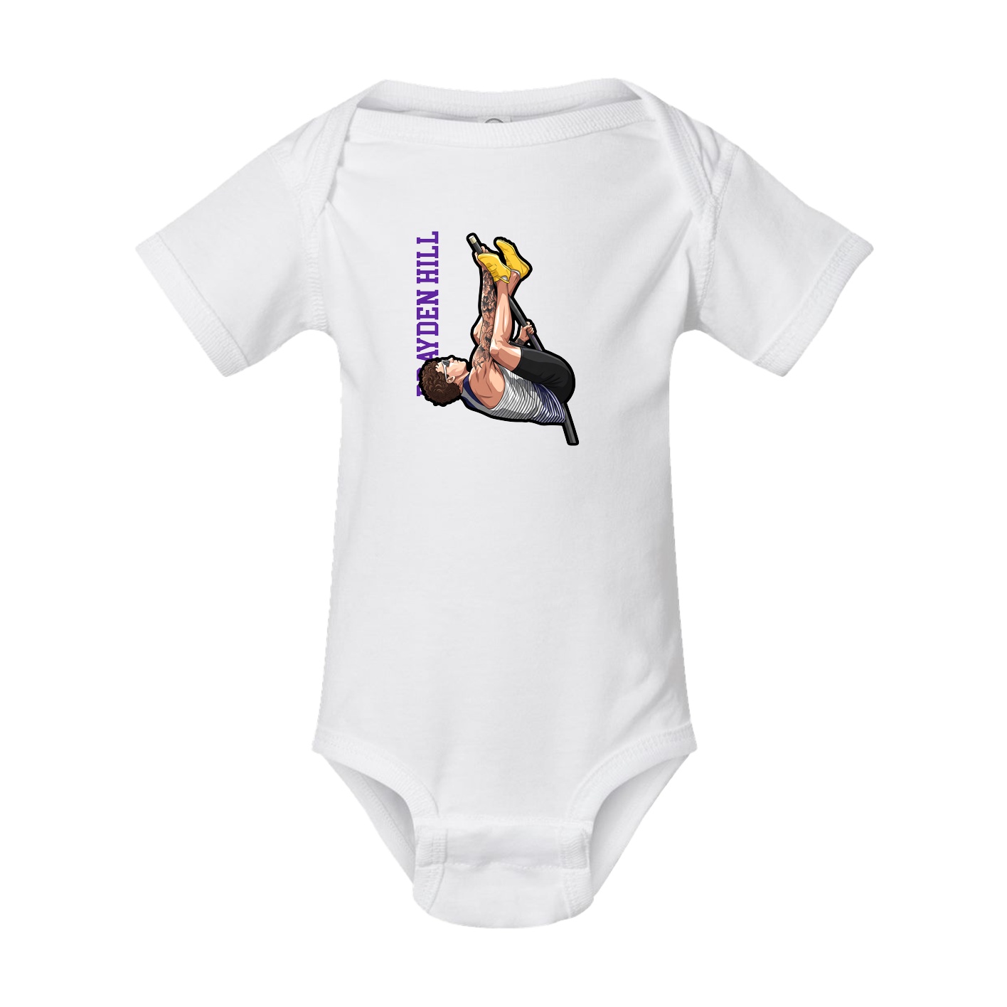Baby Onesie — Name Vertical in White