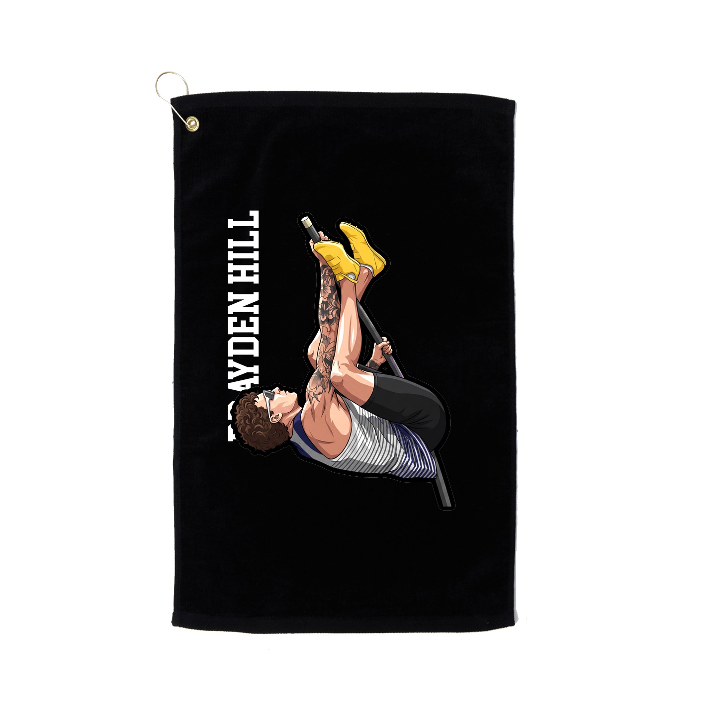 Golf Towel — Name Vertical in Black