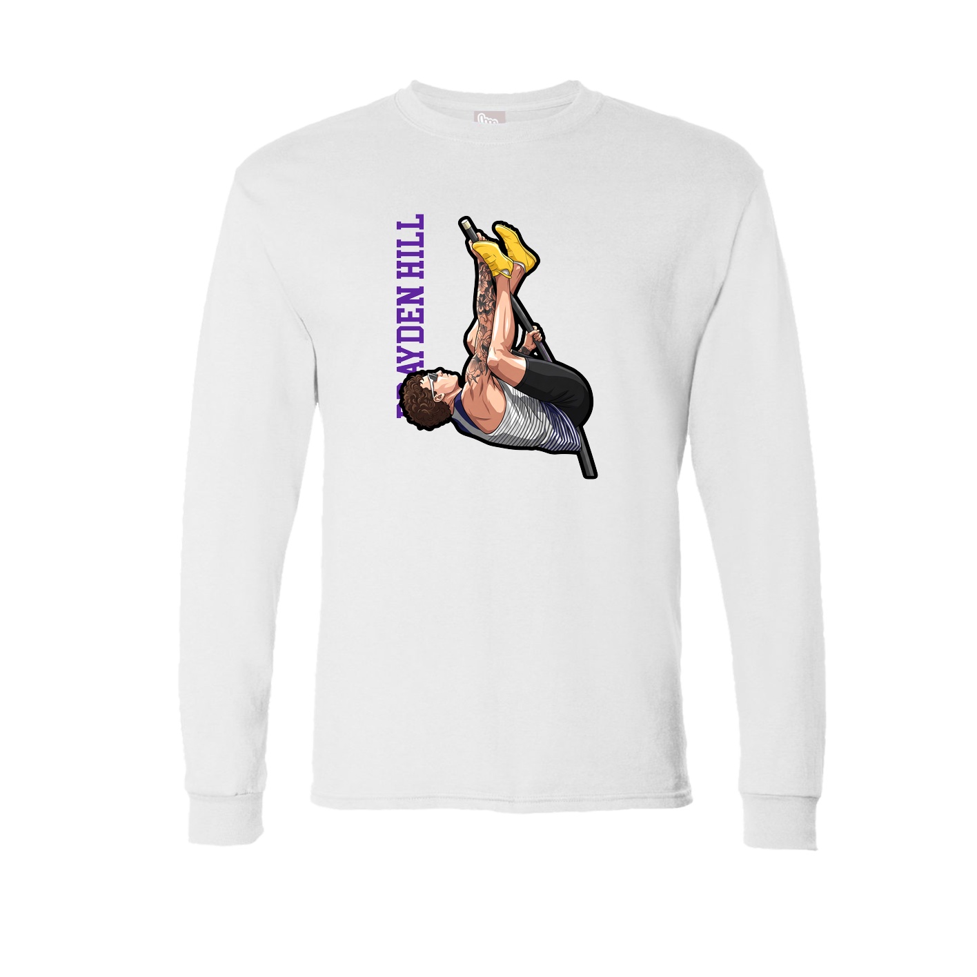 Long Sleeve Tee — Name Vertical in White