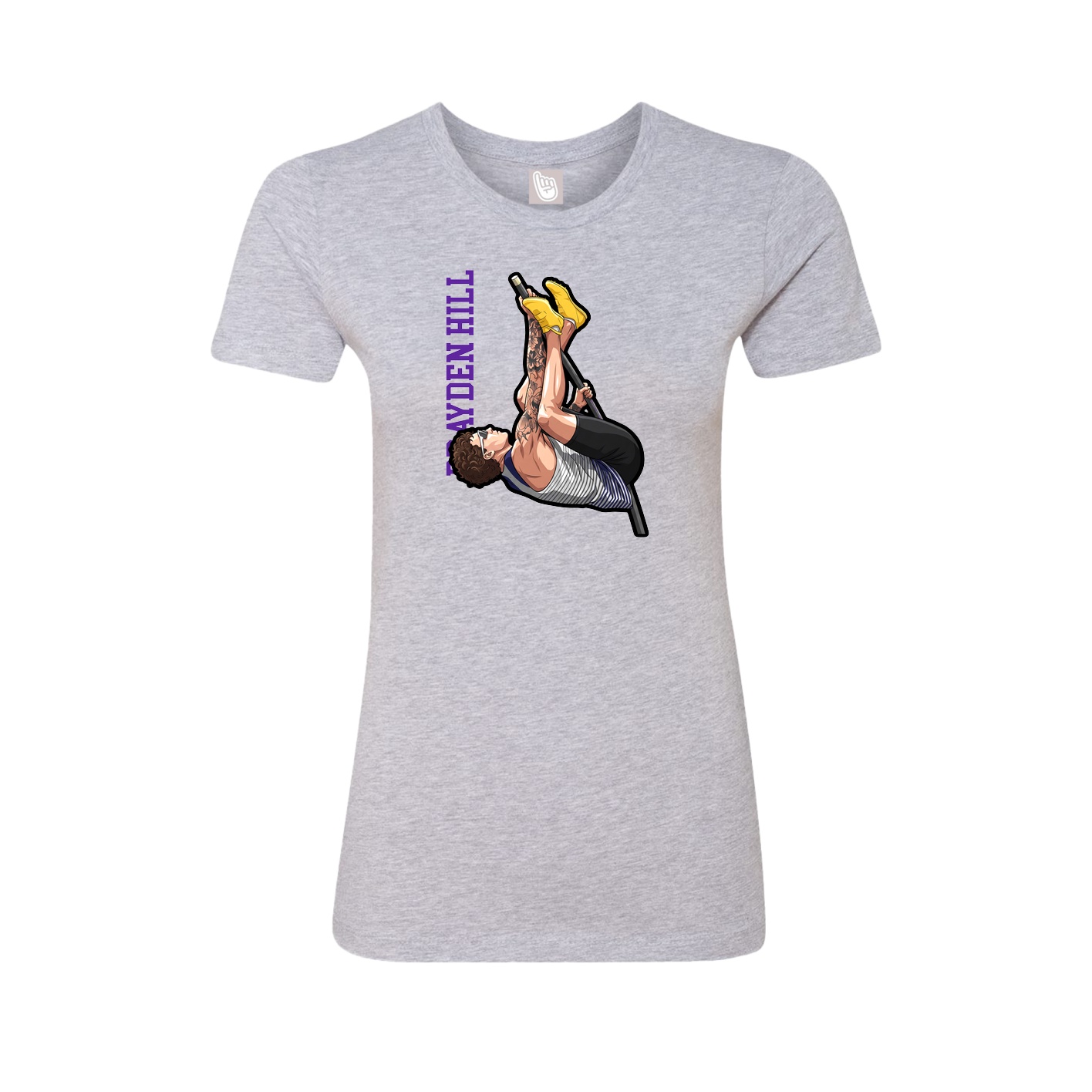 Womens Tee — Name Vertical in Grey